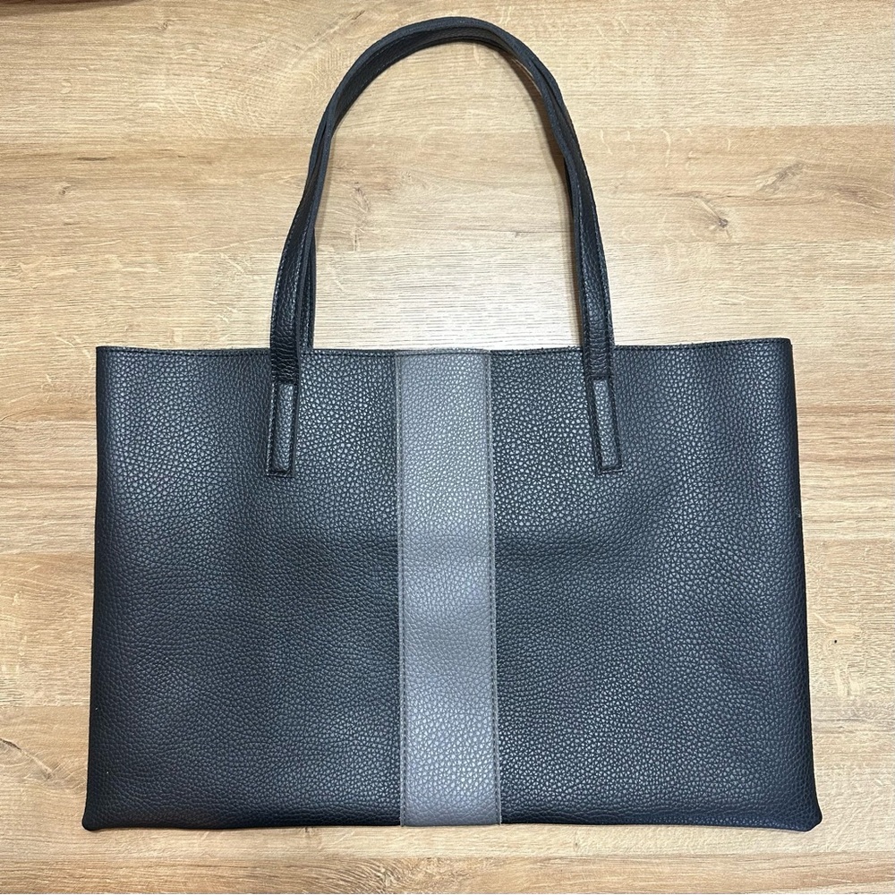 Vince Camuto Stripe Vegan Pebble Leather Tote